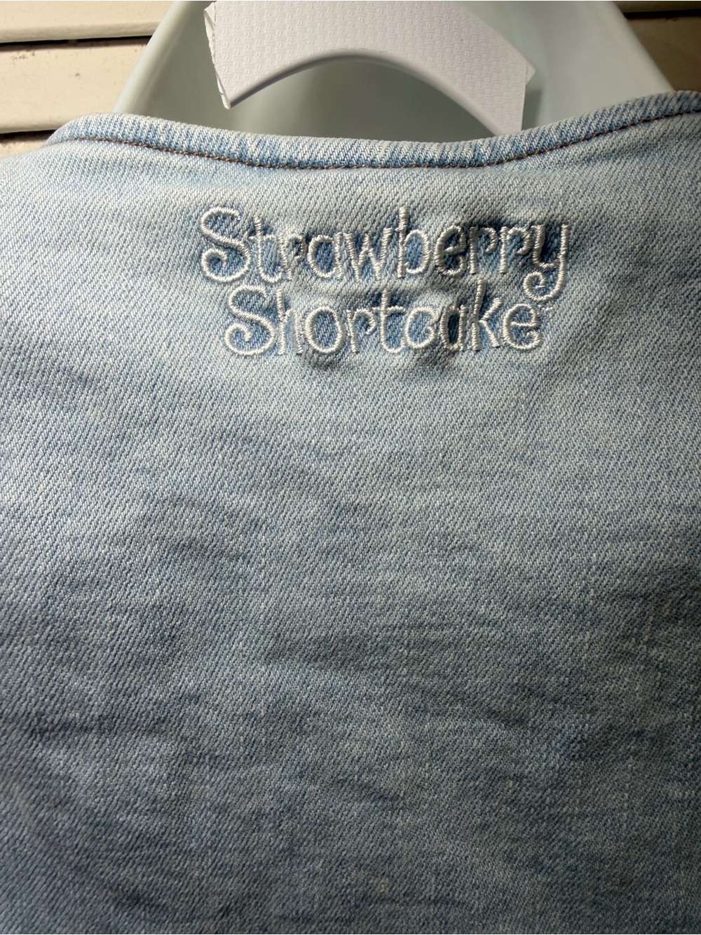 Strawberry Shortcake Embroidered Denim Vest BoxLunch Exclusive S/M Light Wash - Picture 6 of 9